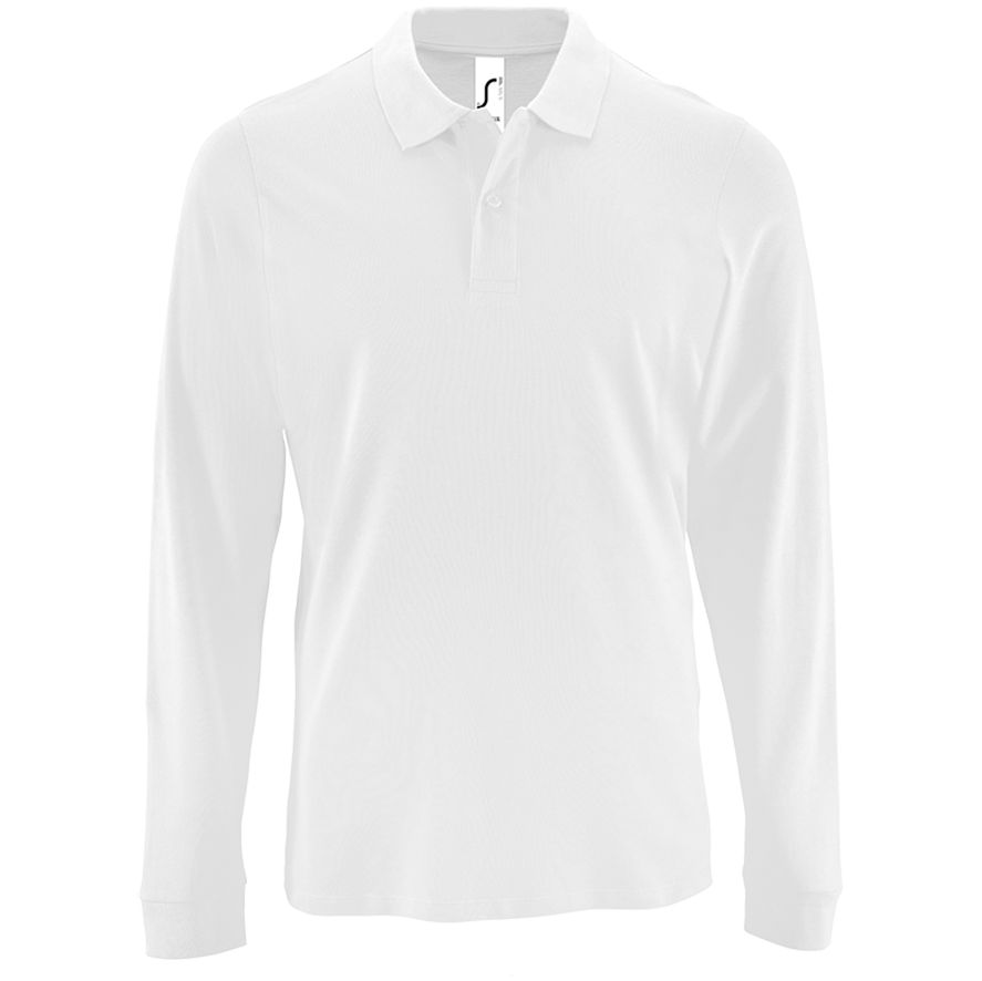 Рубашка поло мужская с длинным рукавом Perfect LSL Men, белая, 3XL