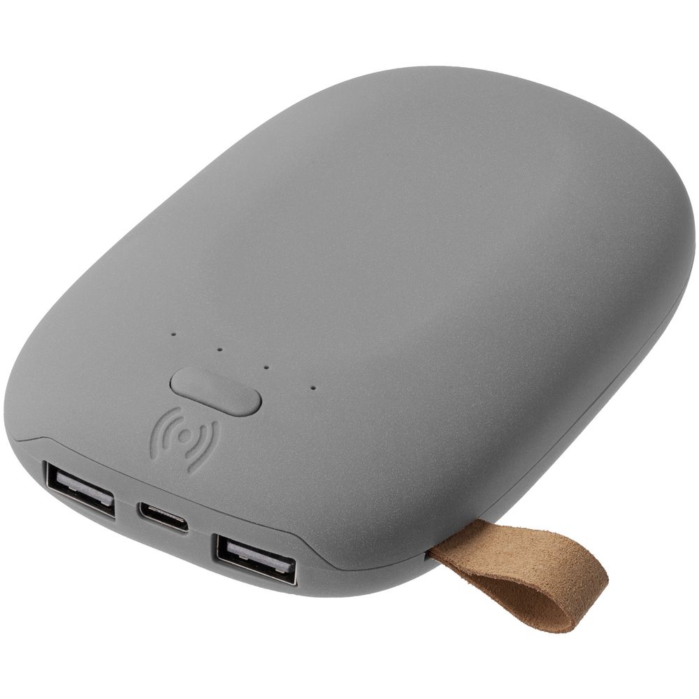 Аккумулятор Pebble Wireless 9000 мАч, Аккумулятор с беспроводной зарядкой Pebble Wireless 9000 мАч, серый