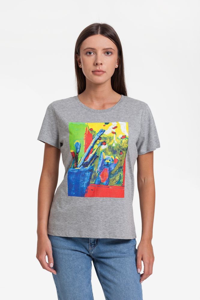 Футболка женская Artist Bear, серый меланж, S