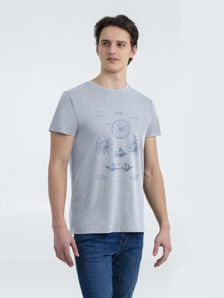 Футболка приталенная Old Patents. Wheel, голубой меланж, S