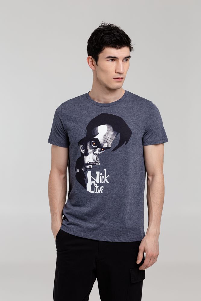 Футболка «Меламед. Nick Cave», темно-синий меланж, S