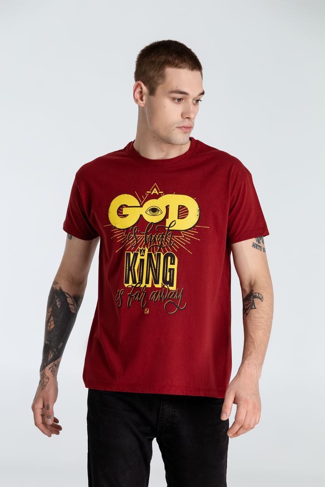Футболка A God is High, гранатово-красная, S
