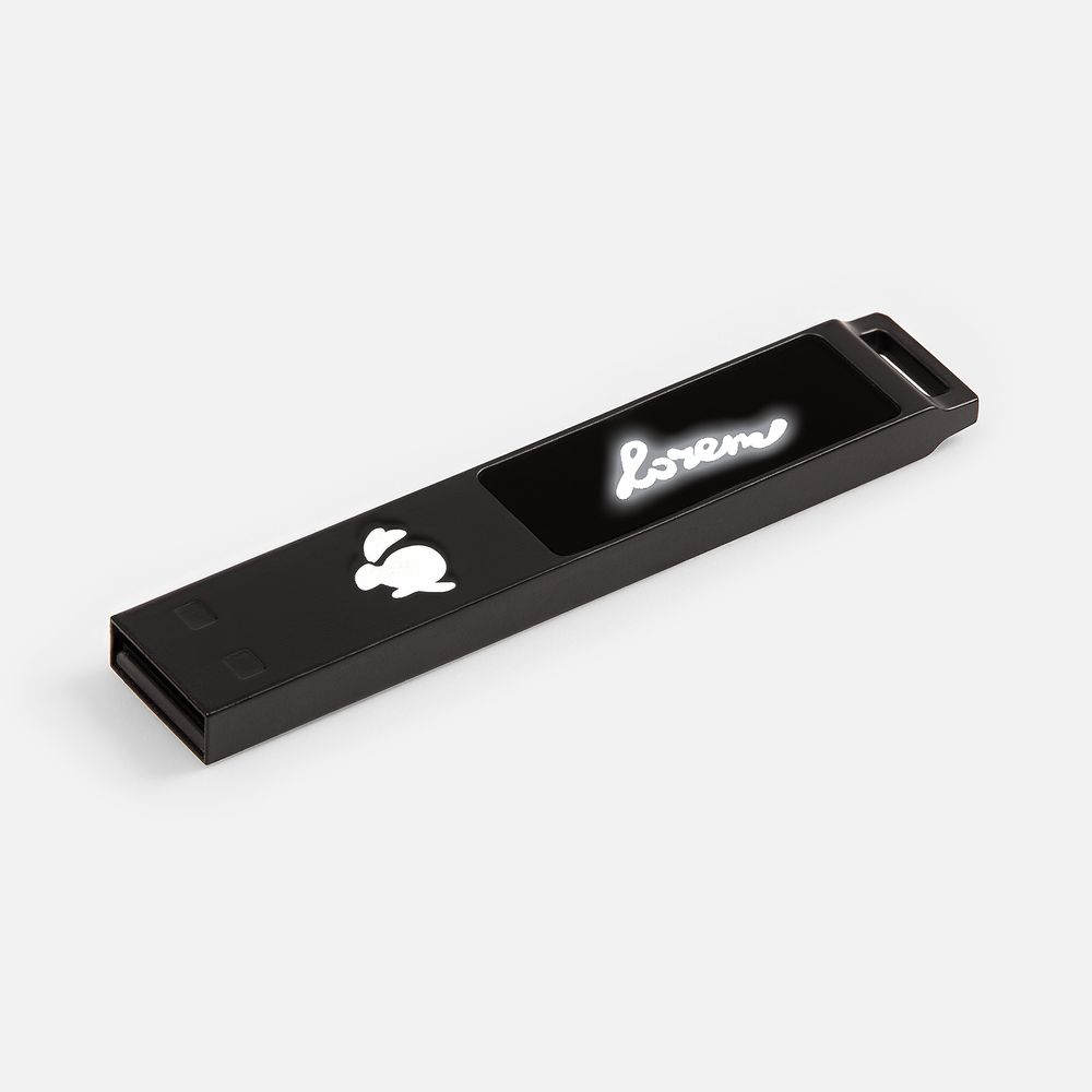 Флешка с подсветкой логотипа markBright Black, Флешка markBright Black с белой подсветкой, 32 Гб