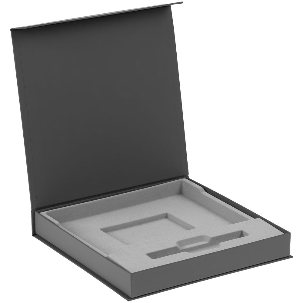 Коробка Memoria под ежедневник и ручку, ver. 2, Коробка Memoria с ложементом под ежедневник и ручку, ver. 2, серая