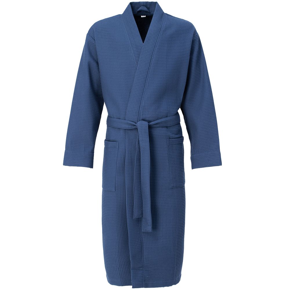 Халат вафельный Kimono, темно-синий, M/L