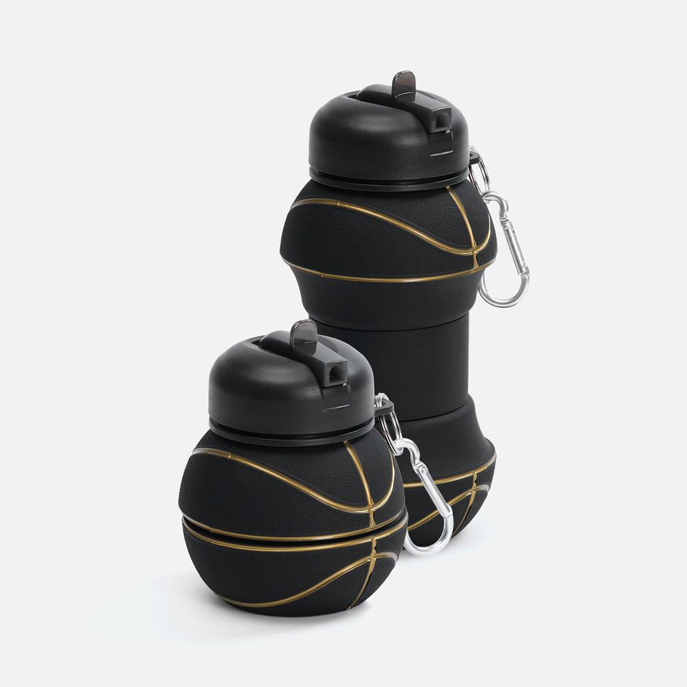 Складная бутылка для воды Flex, Складная бутылка для воды Basketball Flex, черная