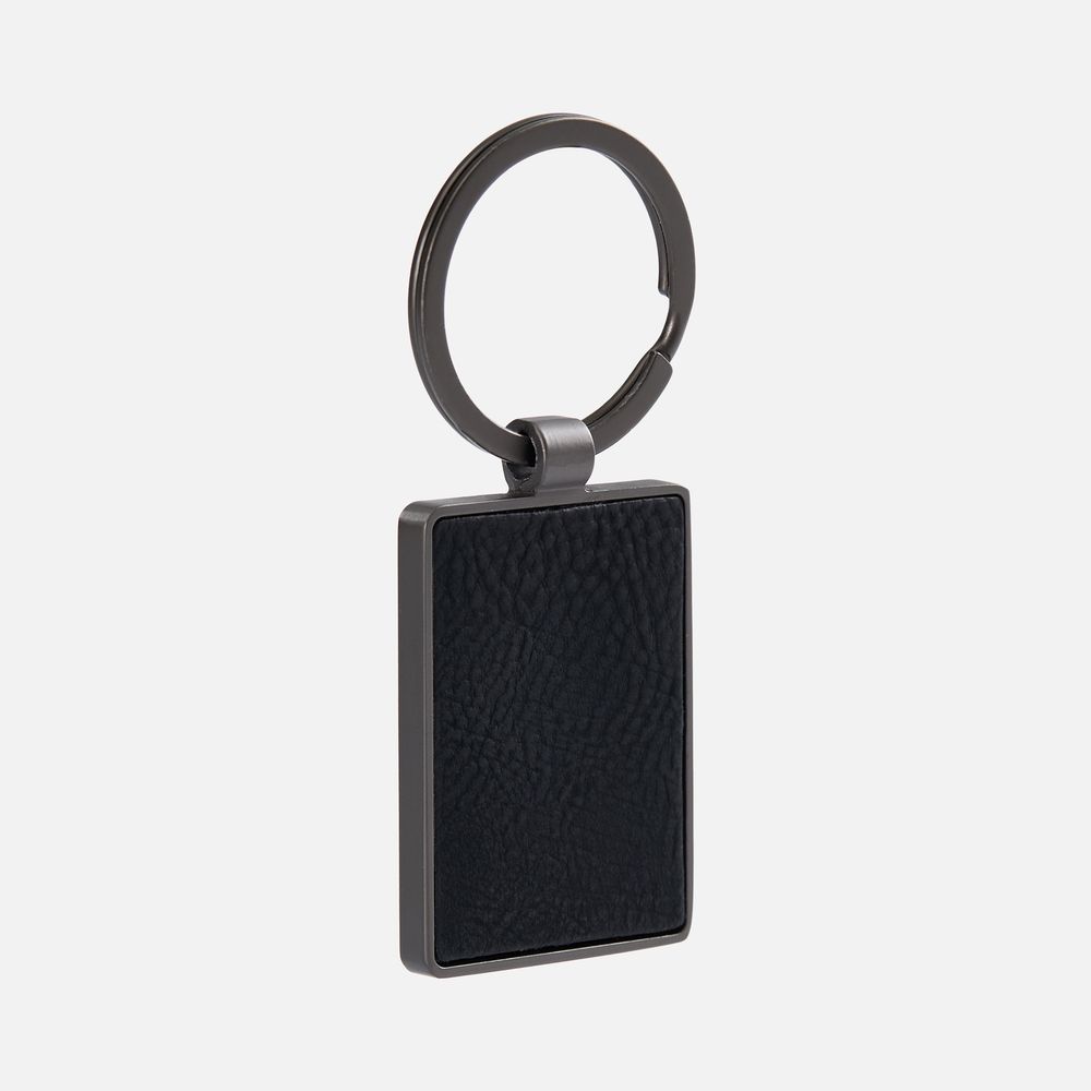 Брелок Gun Metal Rectangle, ver. 2, графитовый, Брелок Gun Metal Leather Rectangle, графитовый