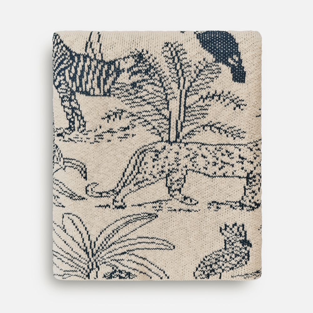 Плед Savanna, белый, с синим