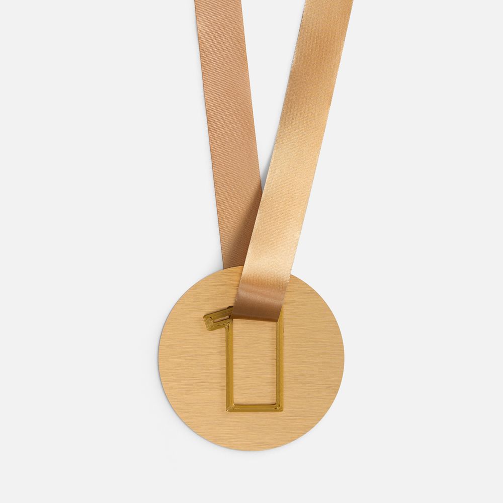 Медаль Fundo с 3D-подвеской Symbol, Медаль Fundo, золотистая с 3D-подвеской Symbol, цифра 1