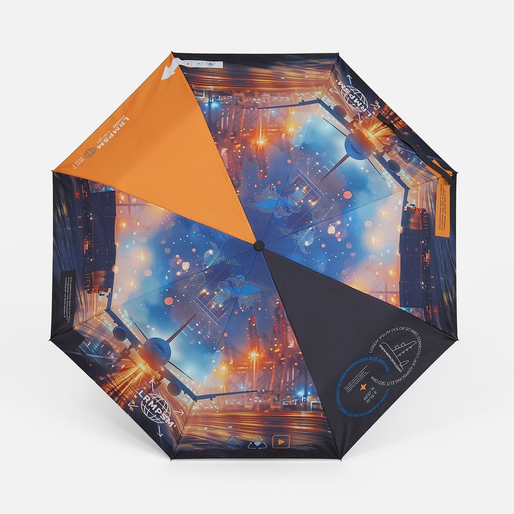 Зонт складной Monsoon с запечаткой купола снаружи на заказ, Зонт складной Monsoon с полной запечаткой купола снаружи на заказ