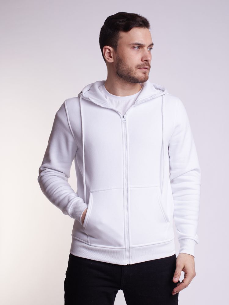 Худи на молнии Premium Heavy, белое, XS