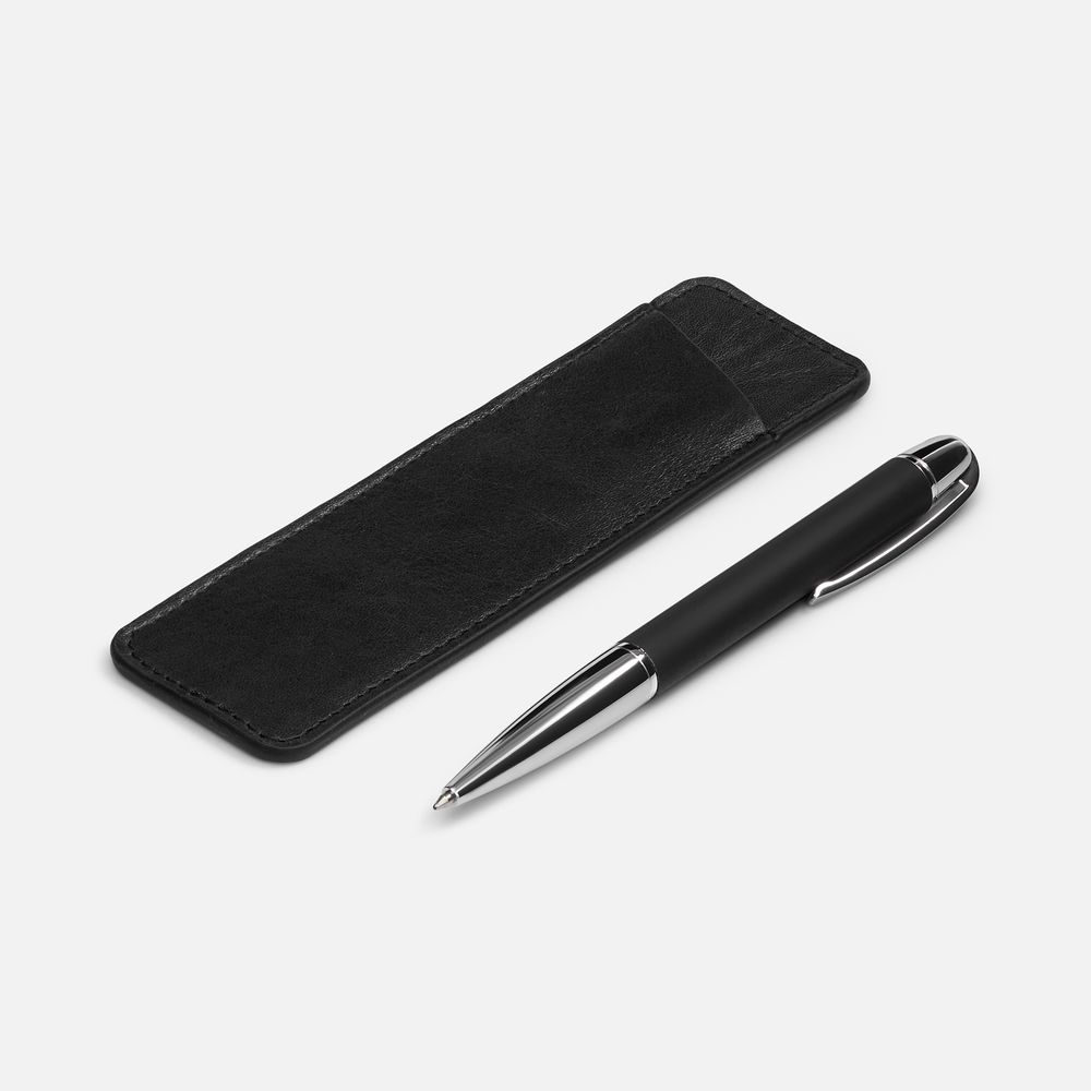 Набор Arc Soft Touch с кожаным футляром, черный, Набор Arc Soft Touch: ручка с кожаным футляром, черный