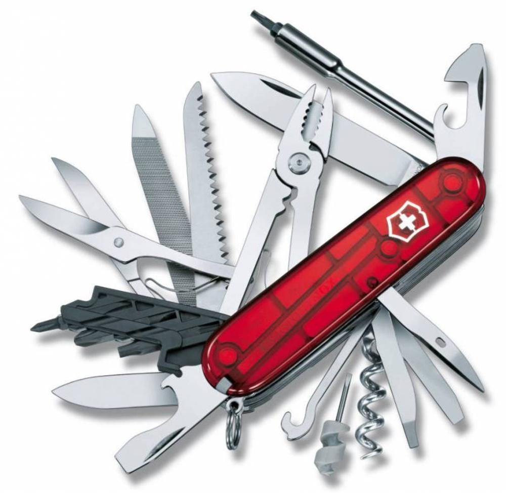 Офицерский нож CyberTool L, полупрозрачный, красный